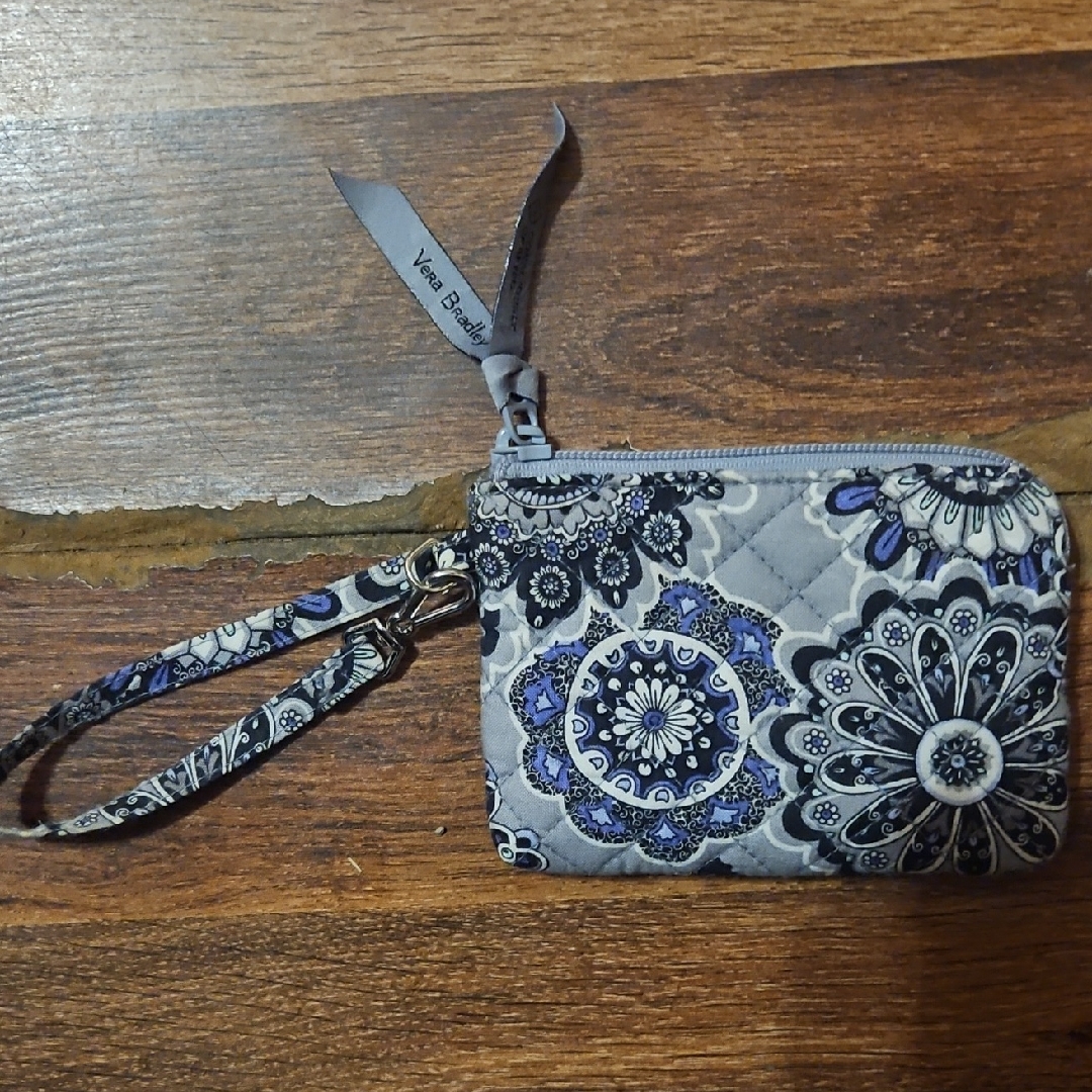 Vera Bradley Blue And Gray Patterned Wristlet